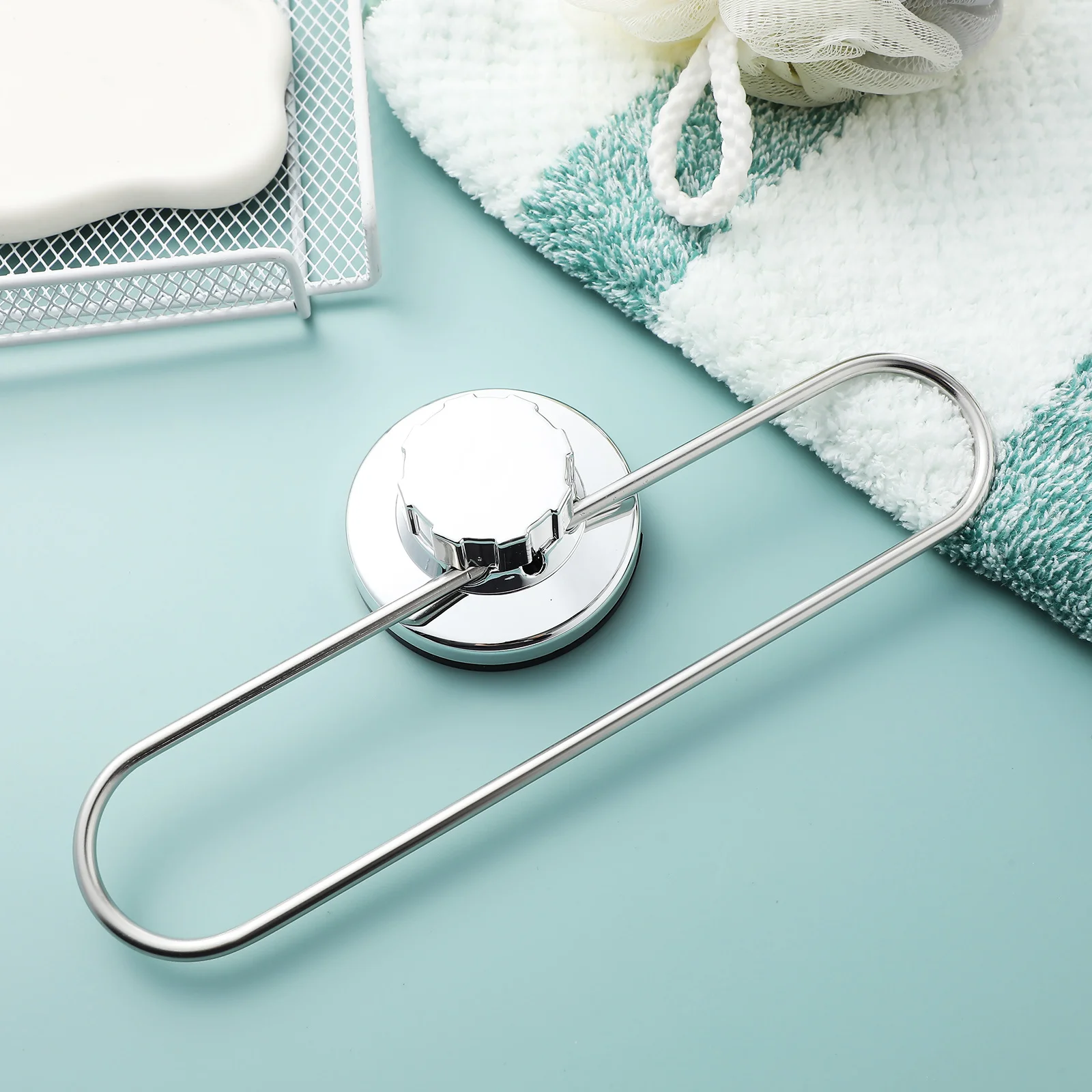 

Suction Towel Holder Non Perforated Wall Mounted Bathroom Kitchen Storage Rack for Shower Hand Towels Drying Organizer Bar