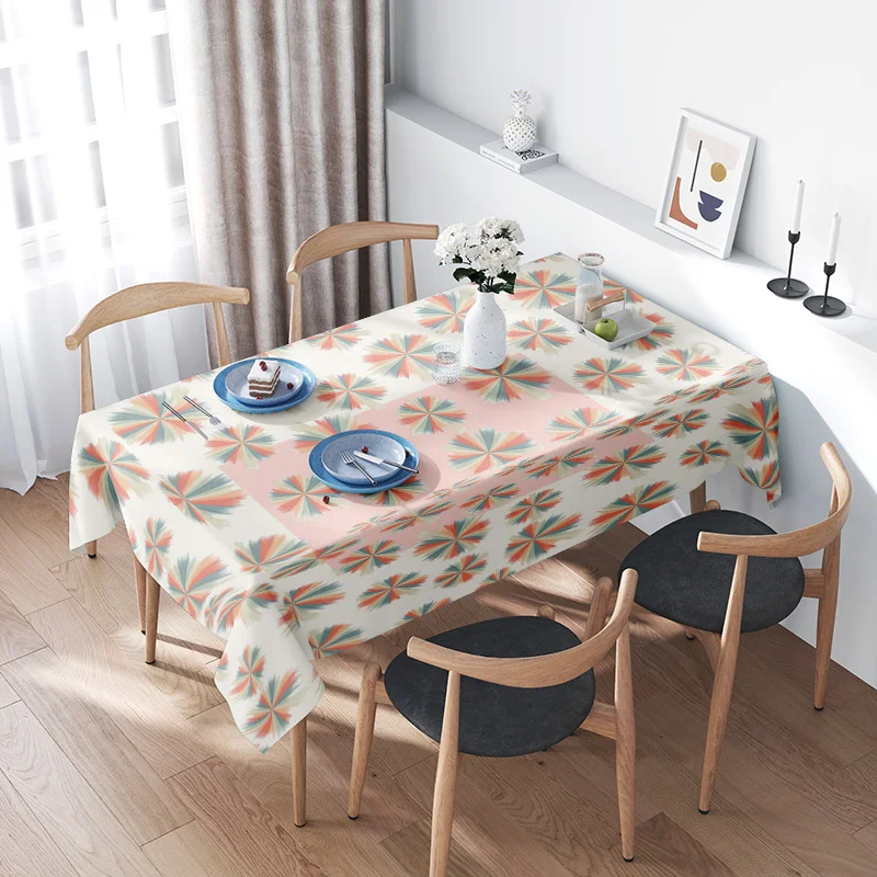 Vintage Floral TableclothA Must-Have for Your Dining Area Decor Rustic Kitchen Table Linens with Coasters Cup Holders Pink Blue