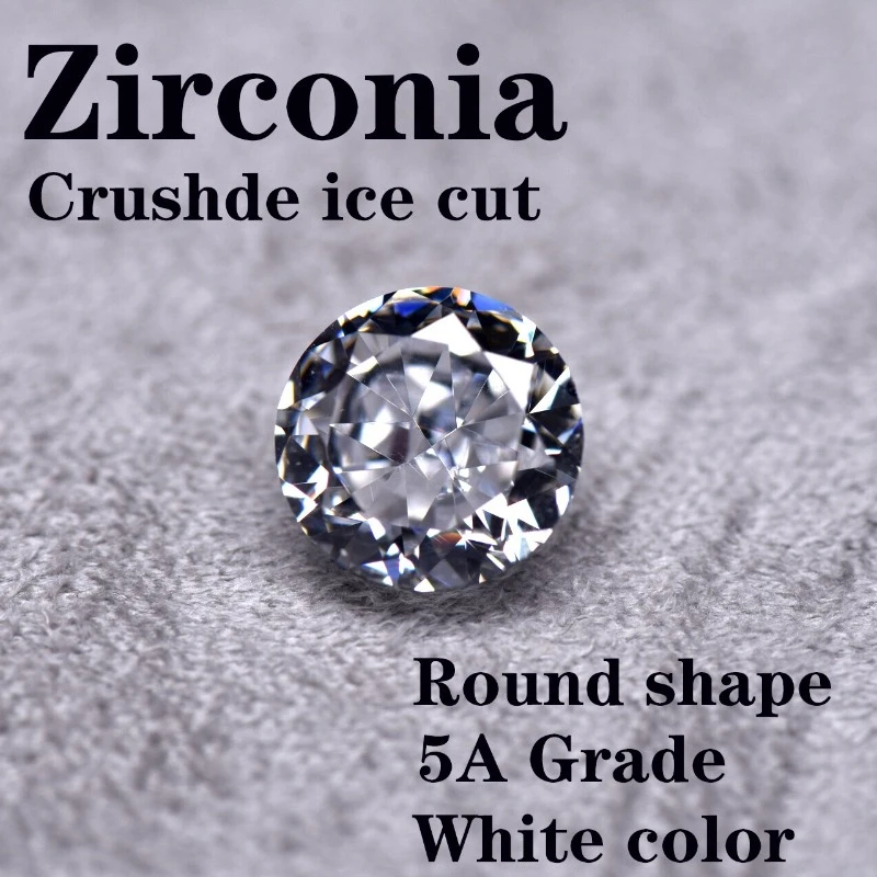 Synthetischer Edelstein Top Crushed Ice Cut Kubischer Zirkonia Runde Form Weiße Farbe 4K Schliff 5A+ Qualität Handgeschliffen – Detail 1