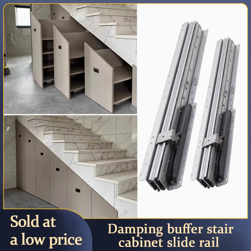 

STARSHINE Stair Cabinet Heavy-Duty Slide Shoe Cabinet Slide Locker Lower Track High Load-Bearing Bottom Mounted Drawer Rail