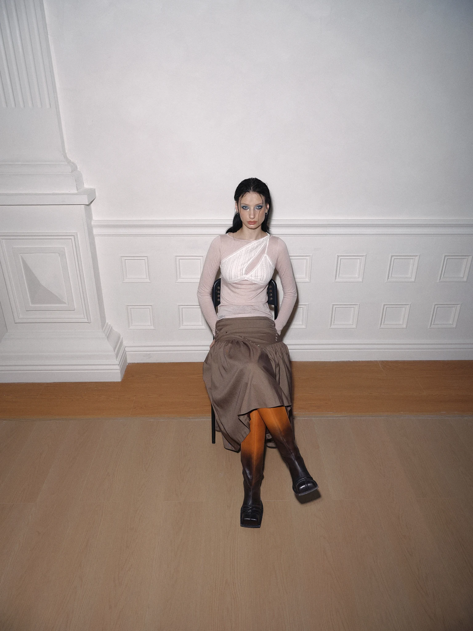 

CIYRON Lacy Wool Blend Long Sve Top Women's Faux Two-Piece Design Breathable Lightweight Comfortable Low round Ne T-irt