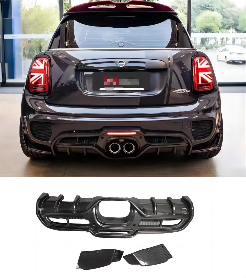 Giomic Real Carbon Fiber FRP Rear Diffuser Fins For Mini Cooper F55 F56 F57 JCW Lip Bumper Bar Retrofit Body Kit