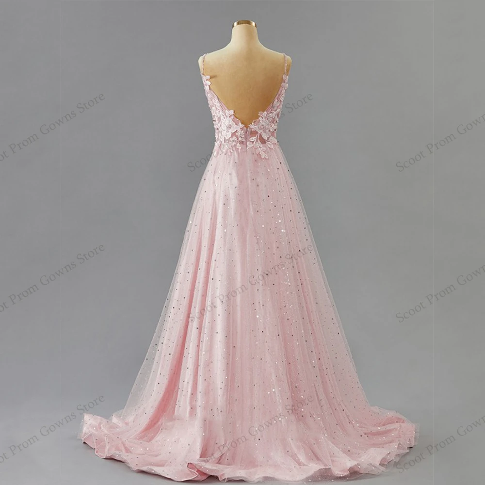 فساتين سهرة وردية بدون حمالات للنساء 2025 فساتين حفلات مخصصة بدون أكمام مع زينة جديدة من التل الناعم رداء De Soirée 2026