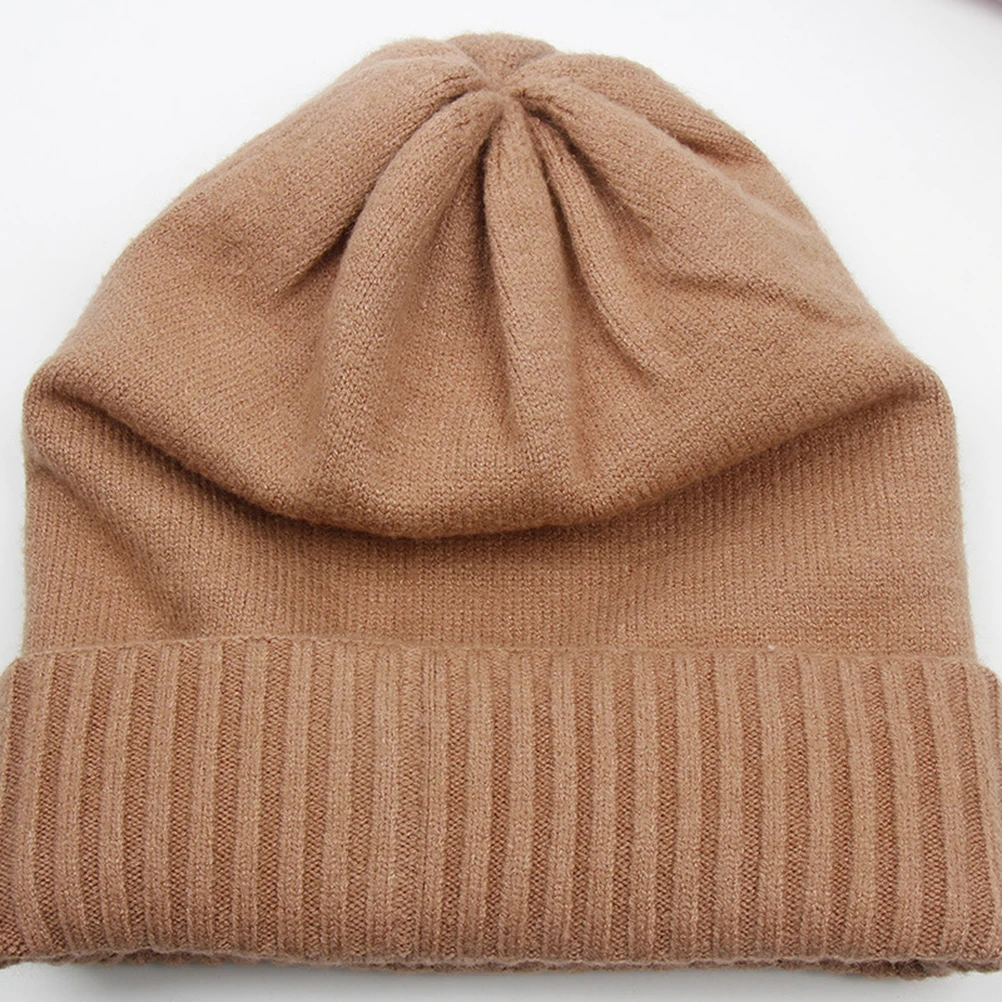 

Warm Knitted Wool Hat For Winter Camel Lightweight Skull Beanie Cold Weather Thick Warm Headgear Unisex Machine Washable
