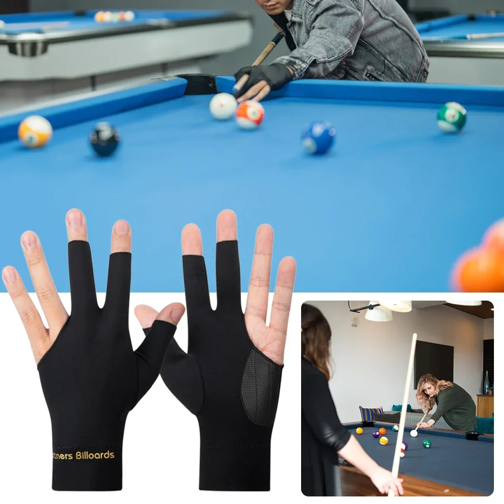 Bilardo eldiven açık 3 parmak eldiven kaymaz Snooker havuzu eldiven nefes bilardo spor bilardo aksesuarları