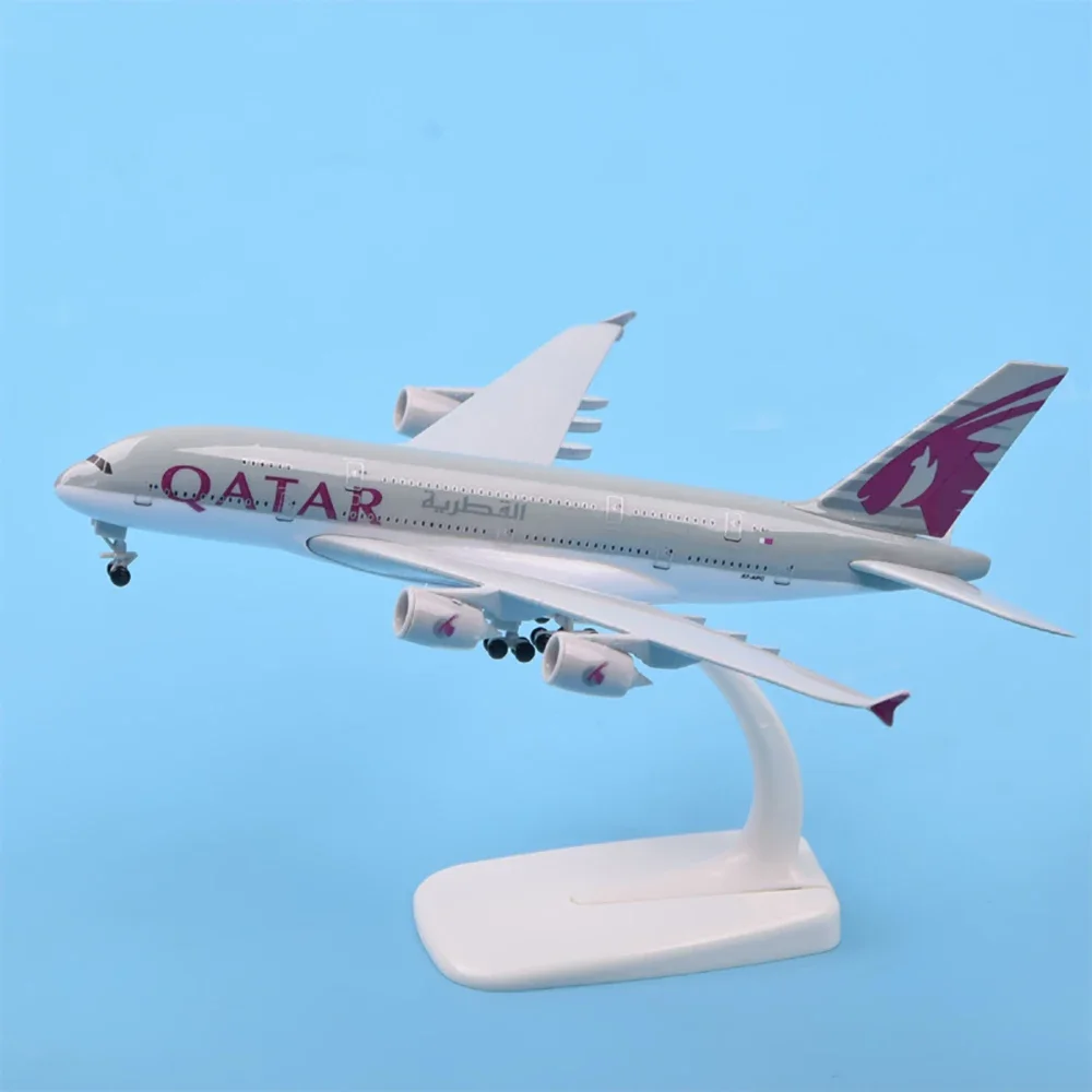 18cm Diecast Metal Simulation Toy Airplane Model 1:400 Scale Qatar Airways A380 Civil Aviation Aircraft Boyfriend Gift Souvenir