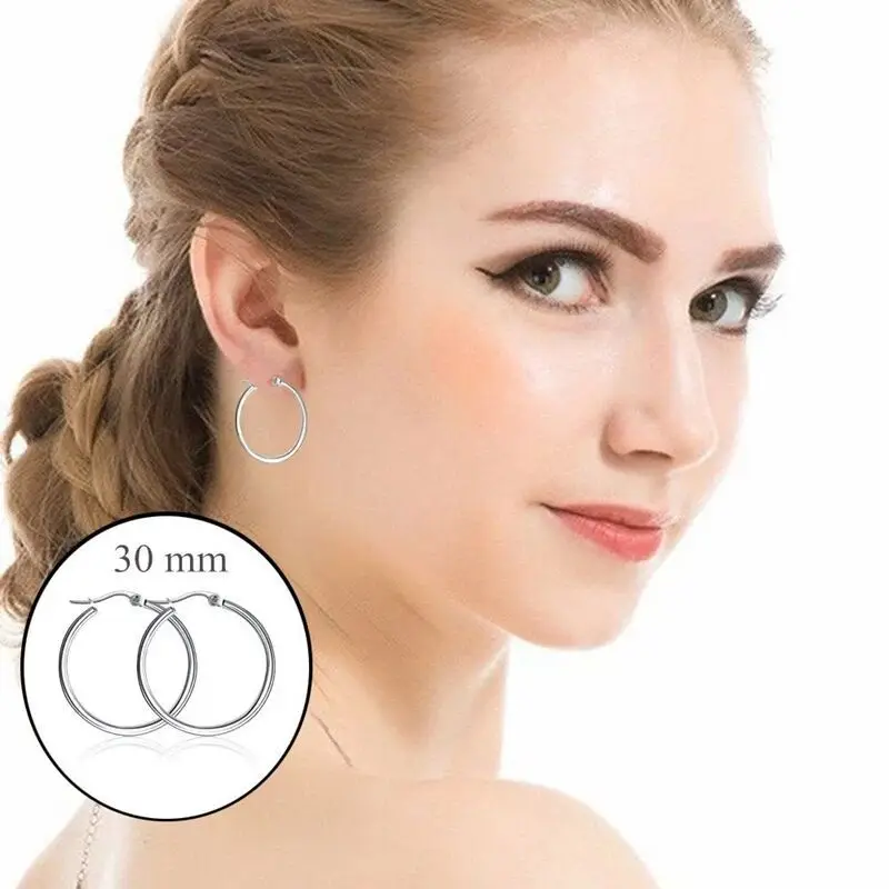 

Hot 100% 316 Stainless Steel Earring Hoop Water Proof 4/5/6/7CM Circle Hoop Earrrings for Women Jewelry Birthday Gift OnlyArt