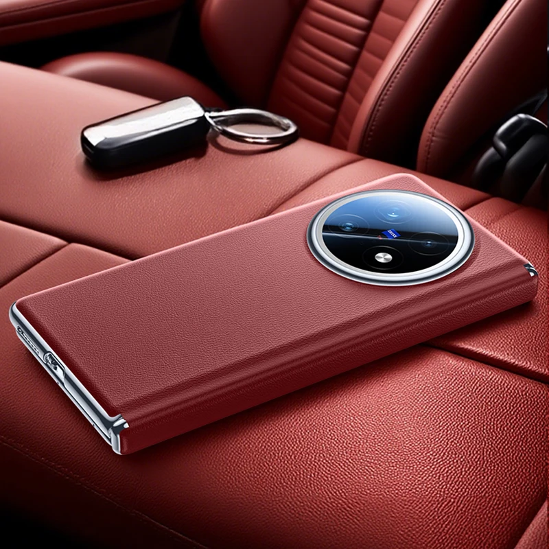 

For Vivo X Fold 5 Case Slim Self-Retracting Axis Hinge & Lens Protection Delicated Texture Leather Phone Grip Cover