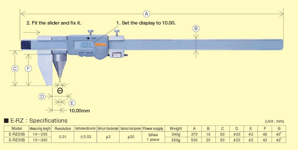 Electronic hole spacing caliper E-RZ20B/30B