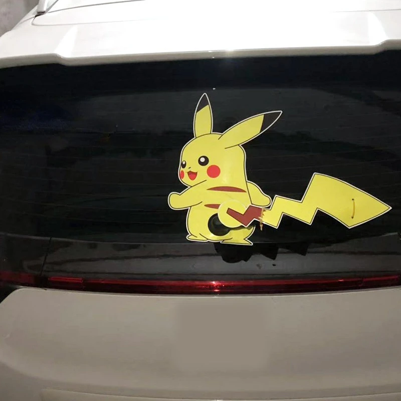 Pokemon Cute Car Rear Window Wiper Wagging Tail Reflective Pikachu Stickers Cartoon Modification Stickers Children\'s Toys Gifts