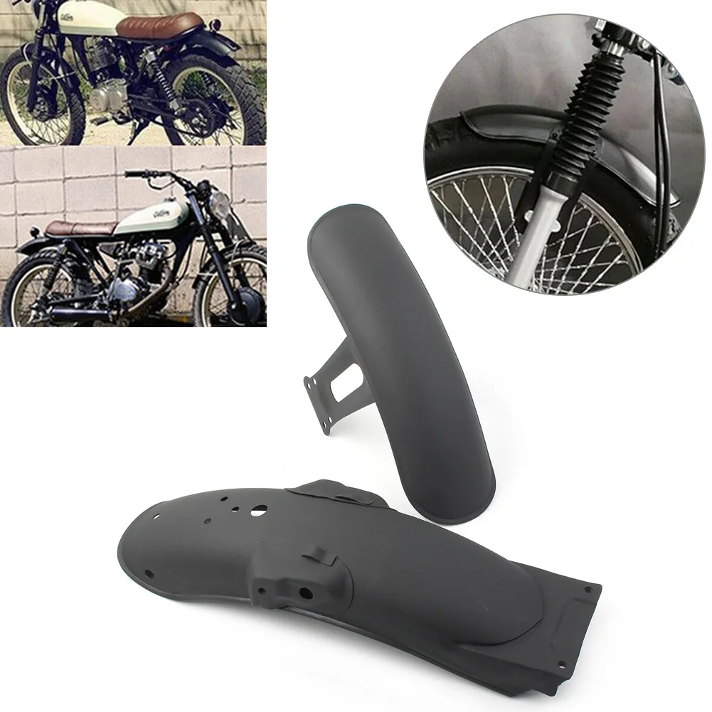 2Pcs Black Metal Motorcycle Front Rear Fender Mudguard Cover For Honda CG125 Cafe Racer Retro