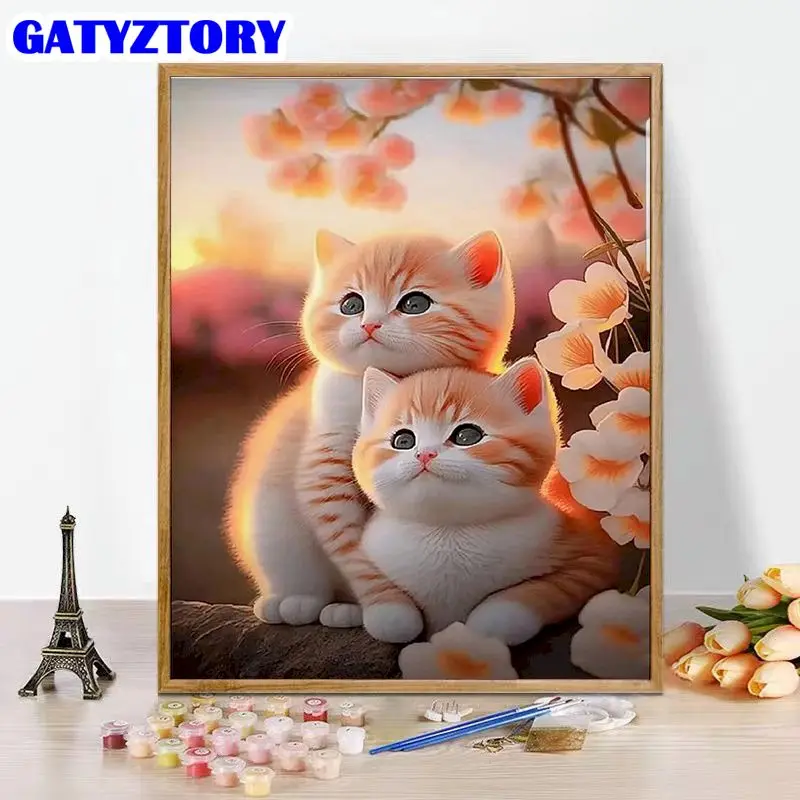 

GATYZTORY Decorative Painting By Numbers Cute Cat Acrylic Paint For Adults Coloring On Number On Canvas Unique Gift