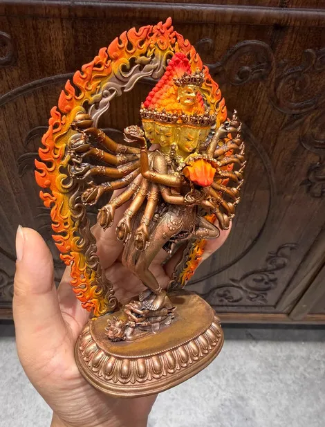 18CM Tibet Hevajra Protector Buddha Copper Statue