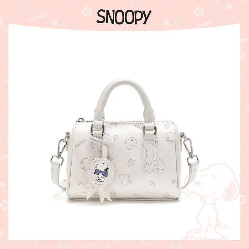 Snoopy Kawaii Latest Snoopy Boston Pillow Bag Premium Texture Handbag Crossbody Shoulder Bag Soft Plush Cartoon Purse for Girls