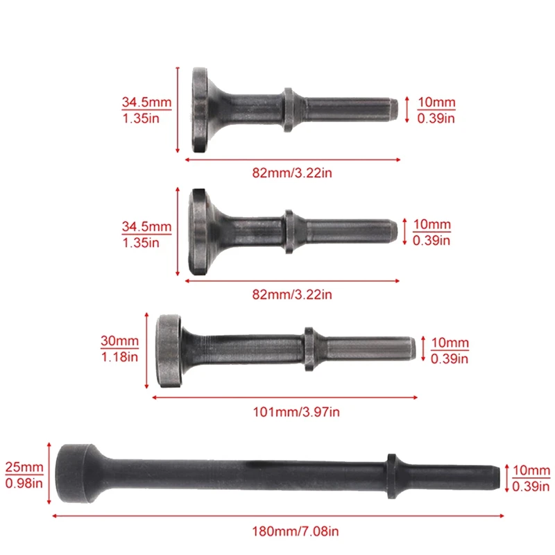 Cabezal de martillo de impacto sólido de acero duro con cincel de aire de 4 piezas para golpear/eliminación de óxido