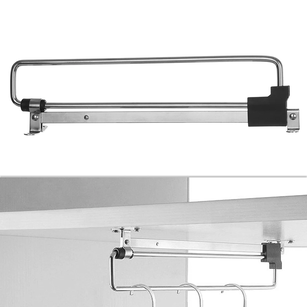 10/12/14/16inch Wardrobe Hang Hanging Rod Telescopic Hanging Clothes Hanging Bags Rail Pull Out Retractable Cabinet Sliding Rack