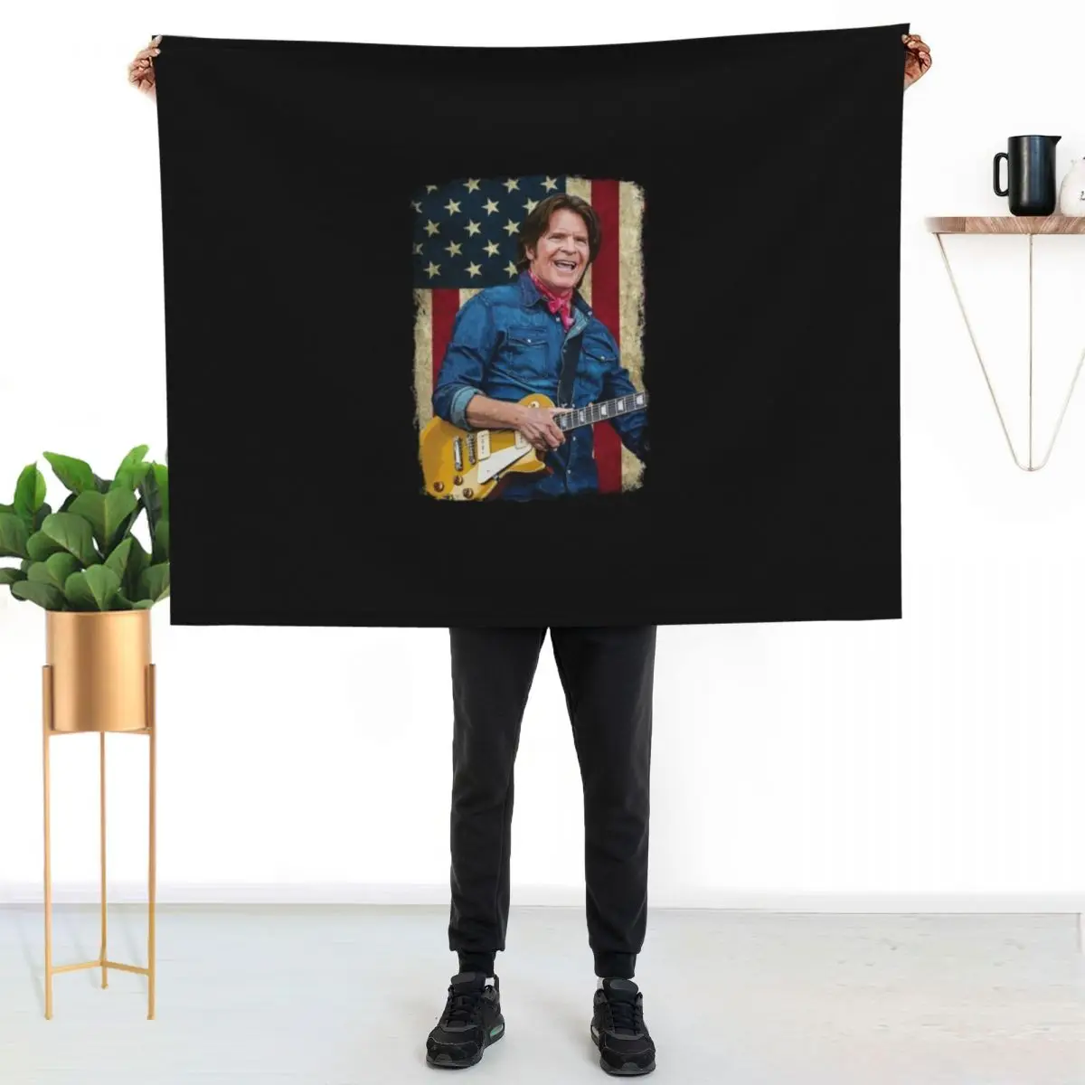 

Vintage American Flag John Fogerty Legend Essential T-Shirt Throw Blanket Foldable Soft Warm Blanket for Outdoor Use