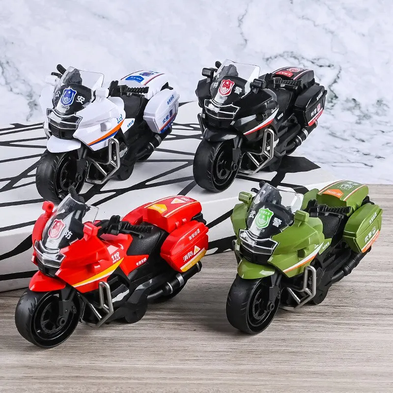 1Pc Children Inertia Motorcycle Swat Fire Boys Random Style Toy Car Inertial City Service Motorcycle