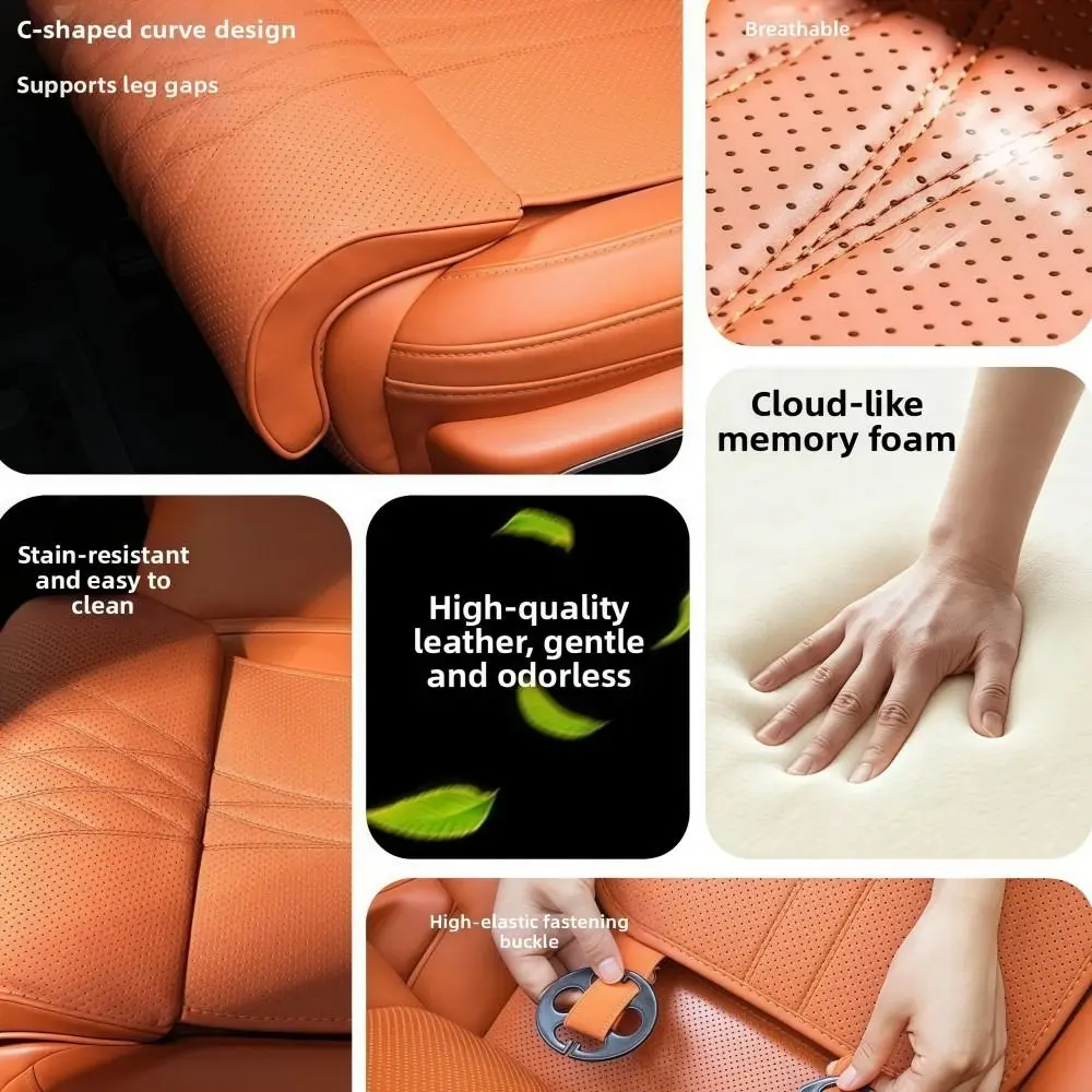 Universal Car Seat Leg Support Pad Leather Breathable Seat Extender Leg Cushion Memory Foam Extension Design