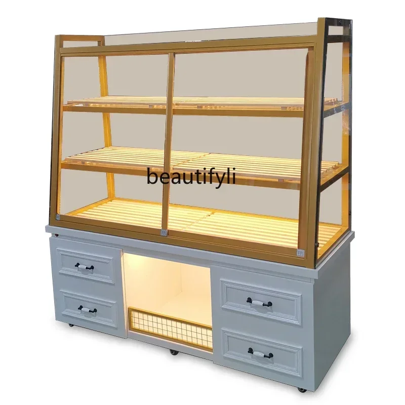 Bread Counter Side Cabinet Display Cabinet Bread Shelf Baking Cake Shop Shelf Commercial Multi-Layer Glass Middle Island Cabinet