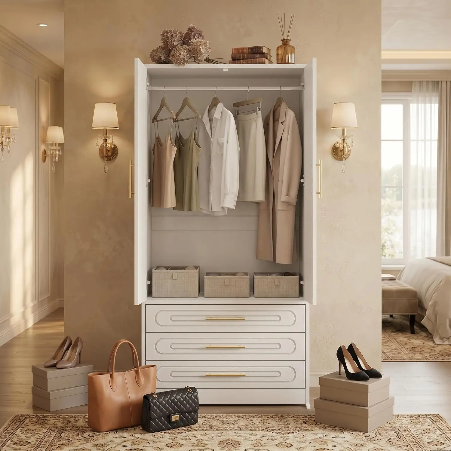6-Door Armoire Wardrobe with Drawer, 71