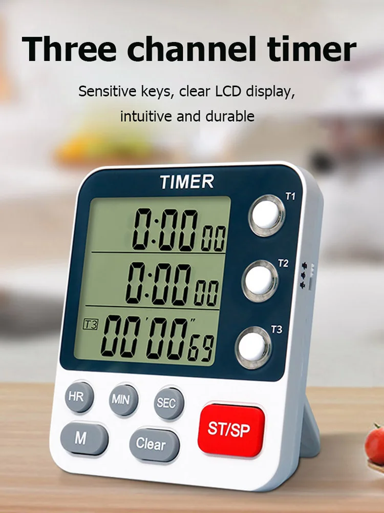 1pc Digital Screen Kitchen Timer Digital Timer Square Cooking Countdown Alarm Clock with Back Stand Kitchen Tool