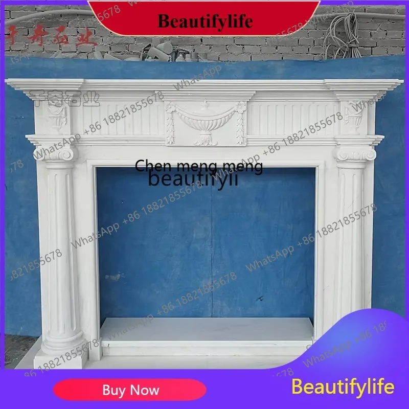

D178 Marble European stone carving mantel TV background wall decorative cabinet ornament fireplace