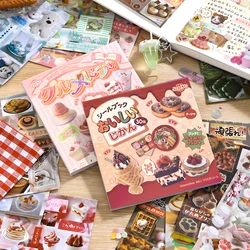 30P gestanzte Stickerbuch – japanisches Essen und Dessert im Vintage-Showa-Stil – glitzerndes, mattes, glänzendes Finish – 650+ süße Elemente