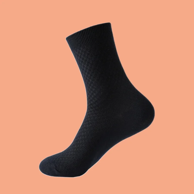 Meias Esportivas Mid-Calf Absorvente de Suor Masculino, Cor Sólida, Tendência Versátil, Moda de Alta Qualidade, 5 Pares, 10 Pares