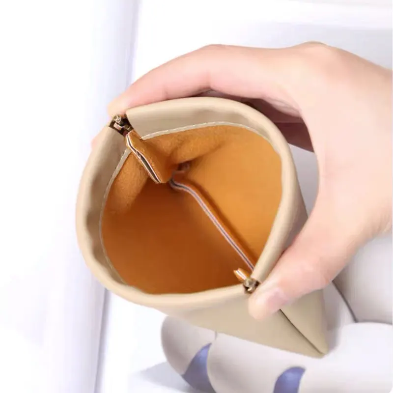 Mini Pocket Cosmetic Bag PU Leather Makeup Bag Portable Square Travel Squeeze Top Make Up Bags for Lipstick Card Coin