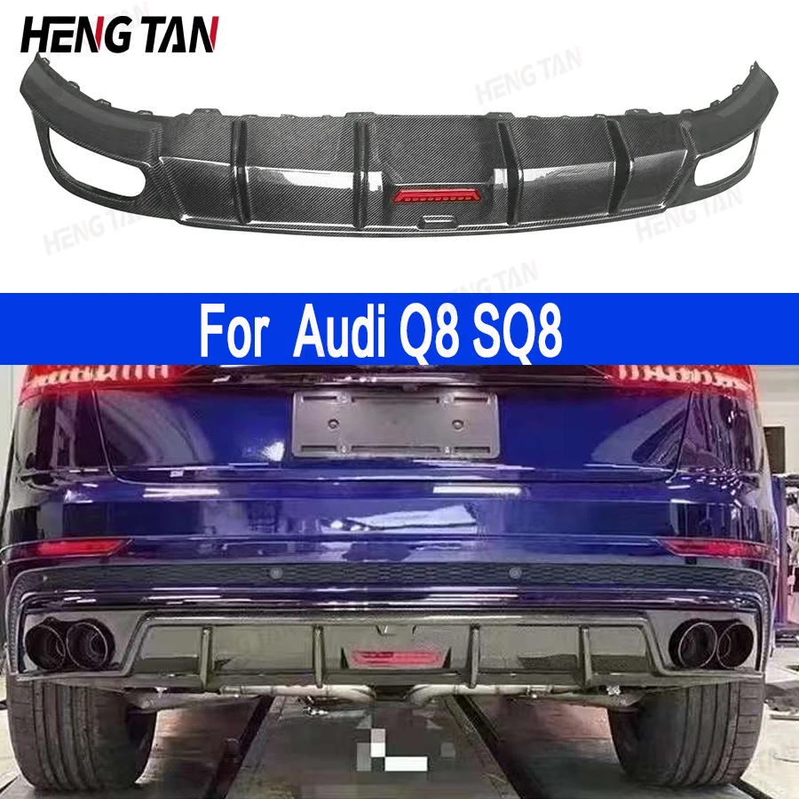 

For Audi Q8 SQ8 2018+ Carbon Fiber Back lip Car Rear Bumper Diffuser Rear Splitters Spoiler Back lip body kit