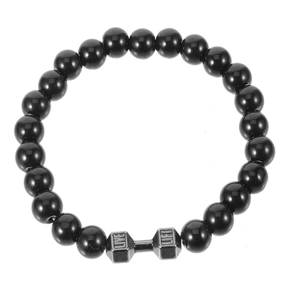 

Beaded Bracelets Men Fitness Weight Zinc Alloy Black Gym Bracelets For Men Dumbbell Bead Gym Bracelet Hand Chain