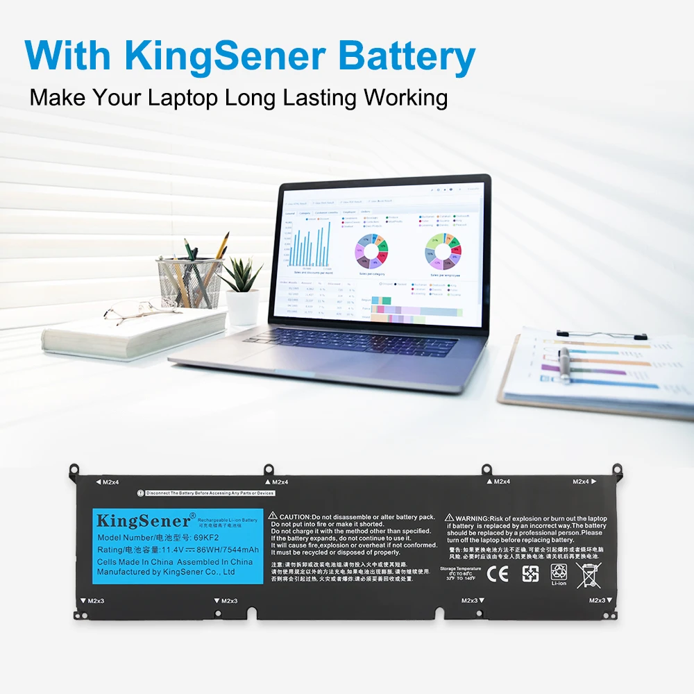 KingSener 69KF2 86WH 7544mAh Akku für DELL XPS 15 9500 9510 9520 9530 Precision 5550 5560 G15 5511 5520 5515 5521 G7 15 7500 – Detail 3