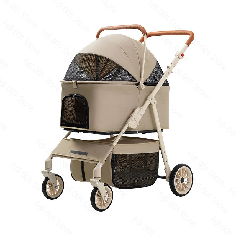 Medium and large pet stroller dog cat stroller outside, pet cart is light and foldable, outdoors