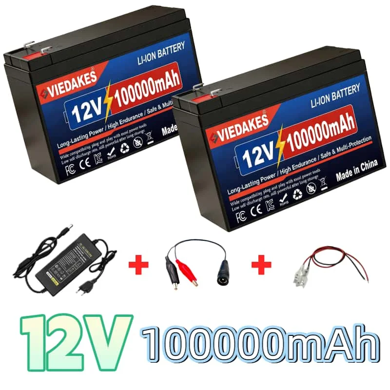 VIEDAKES 12V 100Ah Lithium Battery Built-in 100A BMS 6000+ Cycles for Solar Inverter RV Boat Camper EU Stock