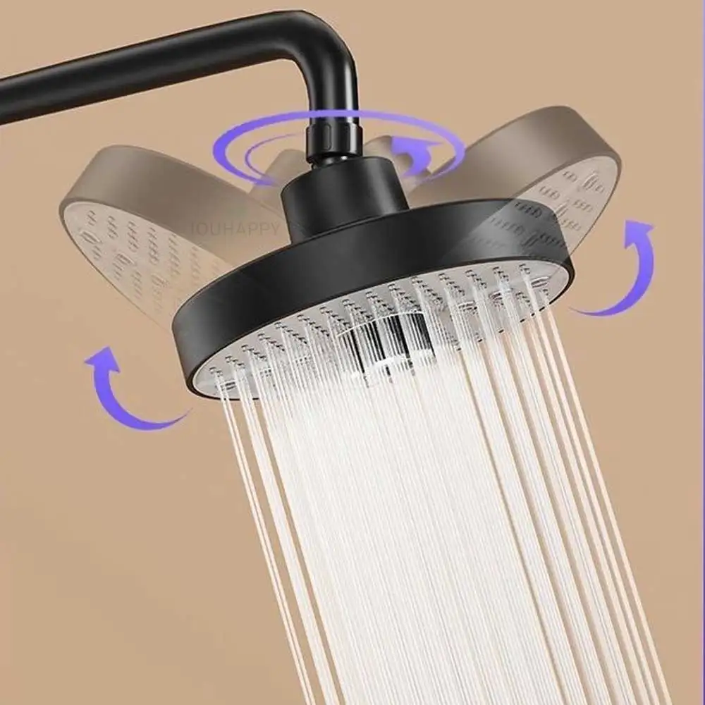 

7 Inches Water Saving Shower Head with Silicone Nozzles 5 Jet Modes High Pressure Water Outlet Showerhead Bathroom Accessories