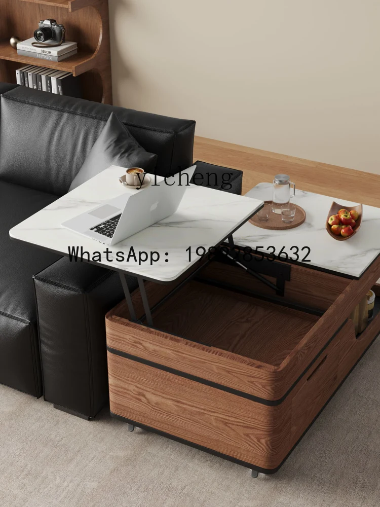light luxury rock slab coffee table living room home high-end mobile lifting multi-functional coffee table
