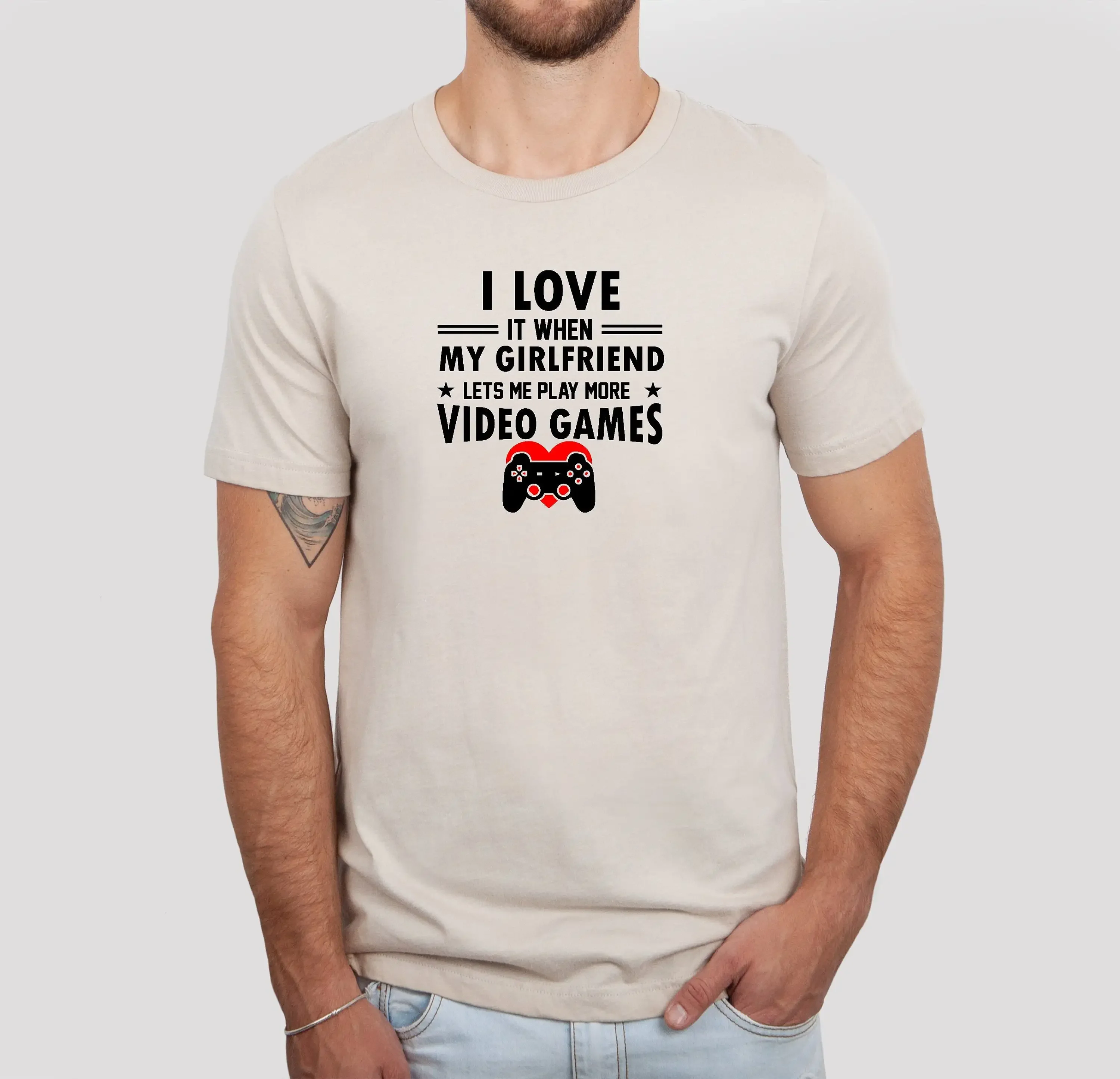 I Love It When My Girlfriend Let'S Me Play Video Games T Shirt Game Lover Sarcastic Gamer Valentine'S Day Relationship Humor
