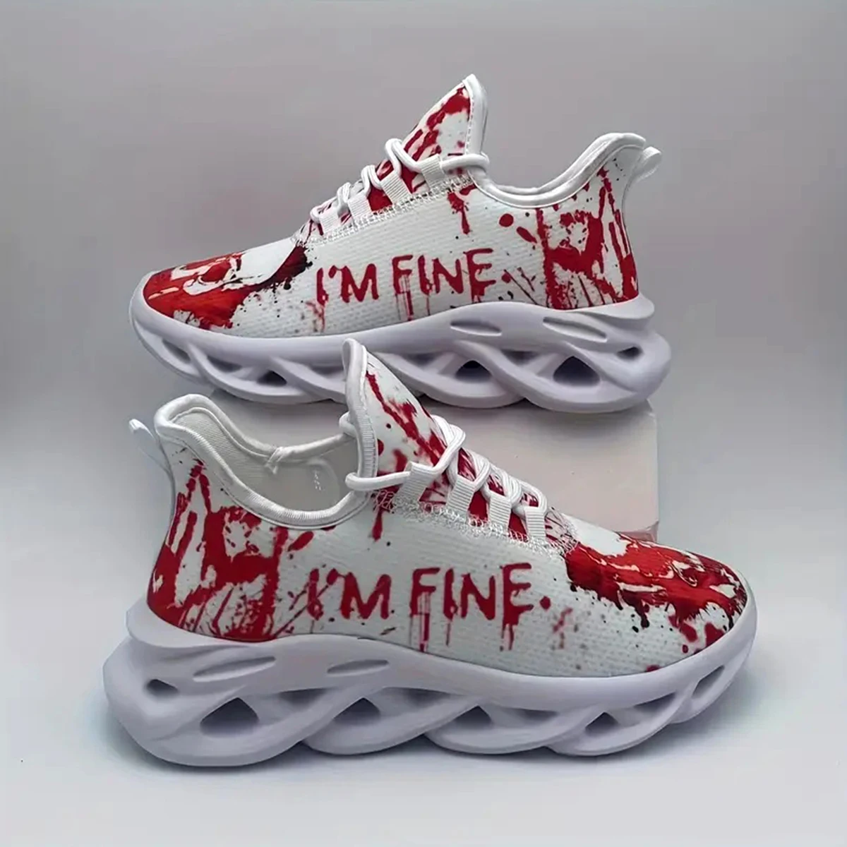 Crâne rouge graffiti crâne chaussures de sport décontractées chaussures de course pour hommes et femmes chaussures en maille légère