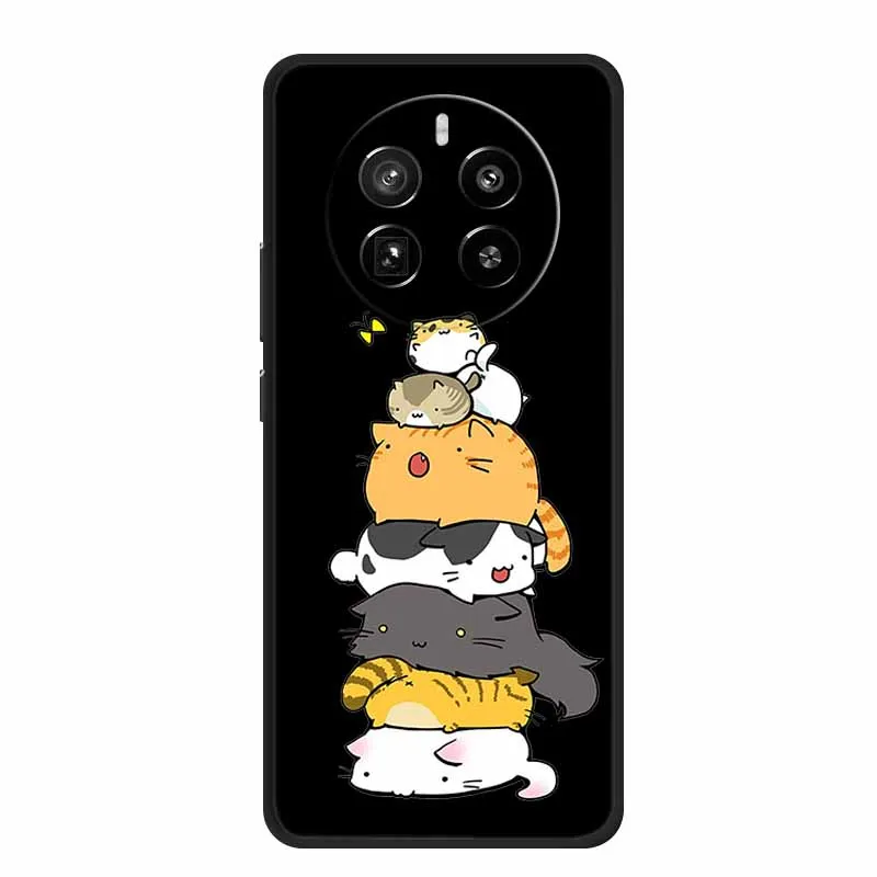 Funda For Honor Magic7 Case Cute Cartoon Cat Black Silicone Soft Phone Cases For Honor Magic 7 Pro Back Cover Case 7Pro 6.8