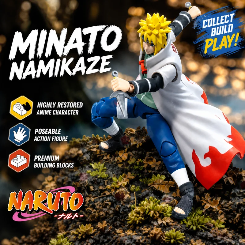 Blokees Naruto Edición Beyond, Figura Armable de Namikaze Minato, Sasuke, Naruto, Boruto, Muñeco de Bloques para Armar, Juguete Coleccionable de Escritorio