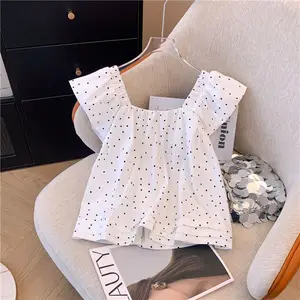 Women's square collar, flying sleeve, cut tops-en, Korean style, ulzzang candy to reduce age, sweet summer, mint green 8 Main Sales Blouse Green Mint - №8