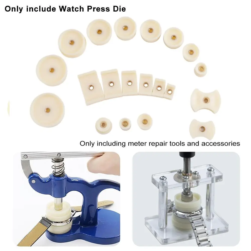 20Pcs/set Watch Dies Watch Crystal Front Back Case Cover Screw Press Presser Close Dies Accessories Watchmaker Watch Repair Kit