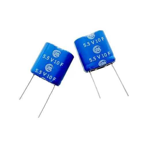 2 pcs 13x26x27mm(0.51x1.02x1.06in) Super Capacitor 5.5V 10F Super Farad Capacitance Winding Type Energy Storage