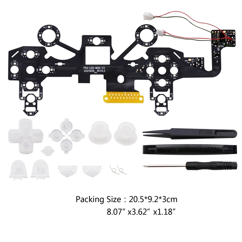 LED DTF con botón frontal y Thumbstick, multicolor, 8 colores para controlador