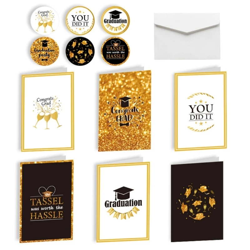 6 Set Graduation Cards with Stickers and Envelopes Grad Cards Graduation Greeting Card Graduation Party Supplies Gift Dropsale