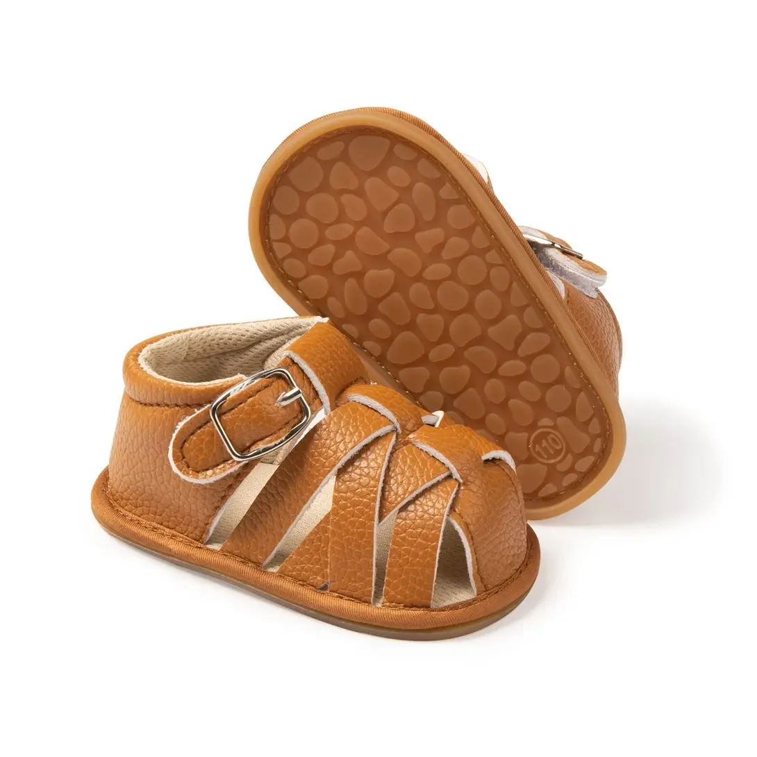 KIDSUN Outdoor Rubber Soft Sole Anti-slip Baby Sandals Prewalk Toddler Pu Leather Baby Boy Girl Shoes Summer Beach Flat Sandals