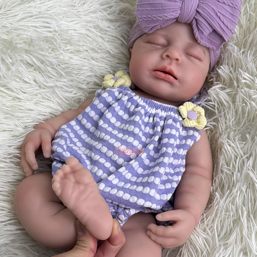18インチの眠っている女の子のフルシリコンベビーおもちゃ、穏やかな顔と開いた口のリアルなリボーンドール、アーティストのコレクション用