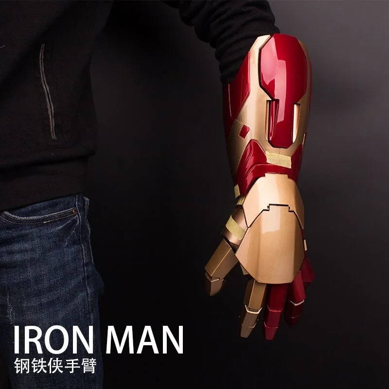 New Mk43 1:1 Avengers Marvel Iron Man Glowing Arm Gloves Cosplay Performance Props Wearable Figure Dolls Gifts Toys