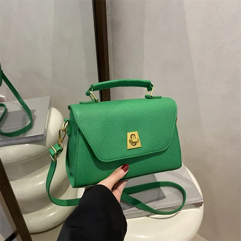 Small Square Bag Textured Soft Leather High End Versatile Shoulder Handbag Oblique Span Simple Popular Style For Women Daily